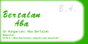 bertalan aba business card